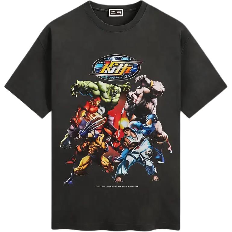 Kith x Marvel vs. Capcom Final Fight Vintage Tee Black Unisex Tops KHM034299-001 L