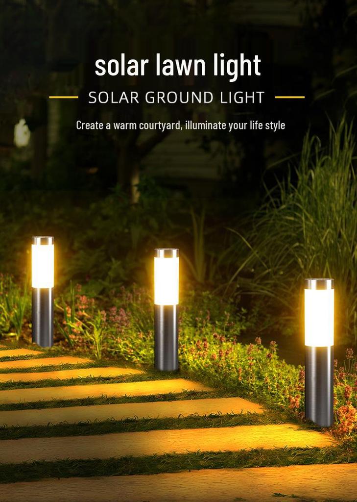 Solar Stainless Steel 3-LED Modern Waterproof Outdoor Garden Lamp