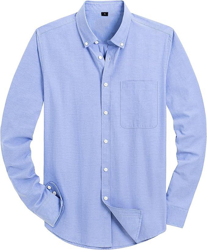 Herren Uni Oxford Langarm Button-Down-Hemd mit Brusttasche, EU-Größe Lässiges Business-Hemd für Amazon Cross-Border