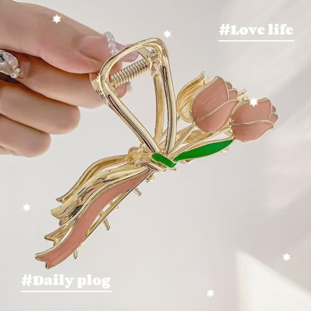 Golden Wheat Ear Metal Hair Clip - Elegant Bun Hairstyle Accessory and Gift