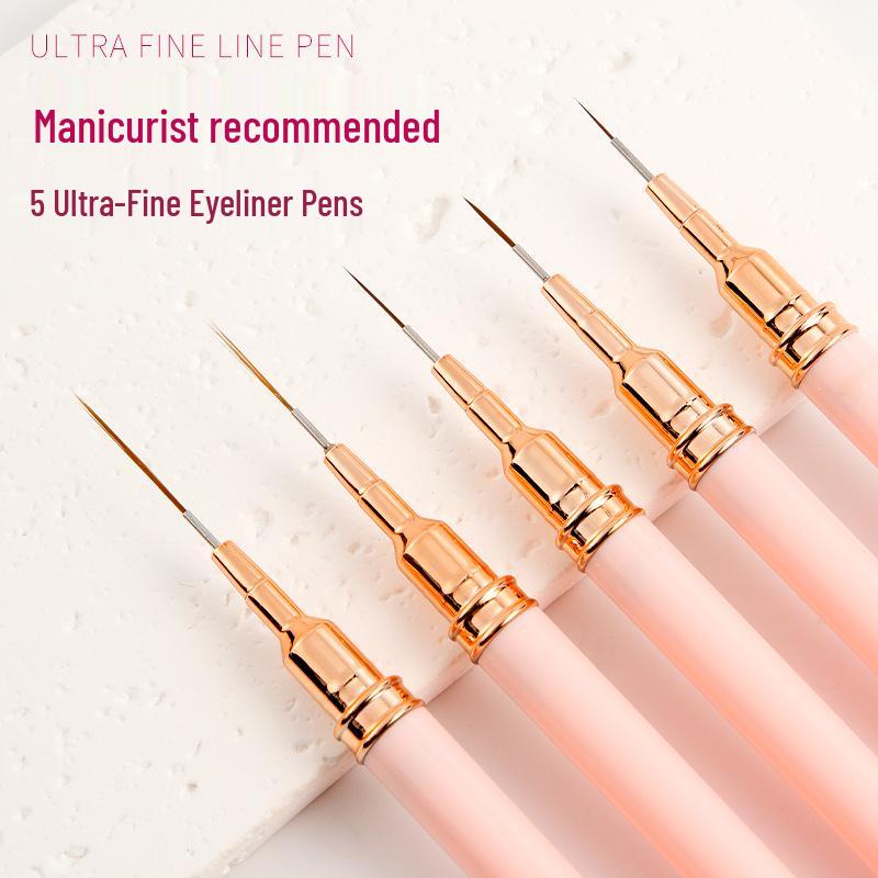 Nail Art Liner & Eyeliner Pen Set: Flower, Outlining, Lower Eyelash, Needle-Type Brush Collection