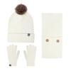 Autumn and winter outdoor cold-proof hairball knitted hat, scarf, gloves three-piece set, warm stack hat three-piece set