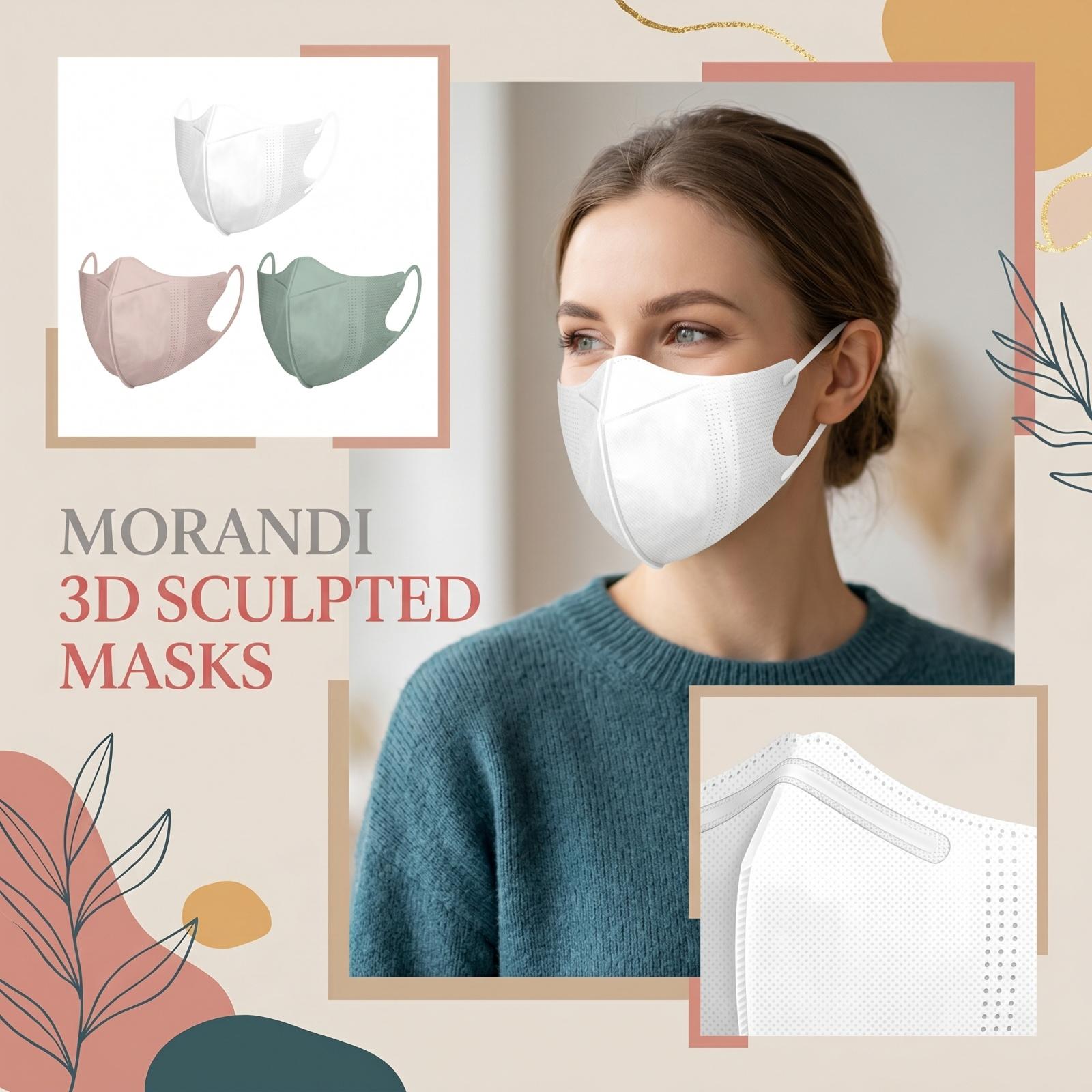 

30pc 3D Contoured Protective Face Masks Reusable Breathable Design with Adjustable Ear Loops for Everyday Use Comfortable Fit One Size