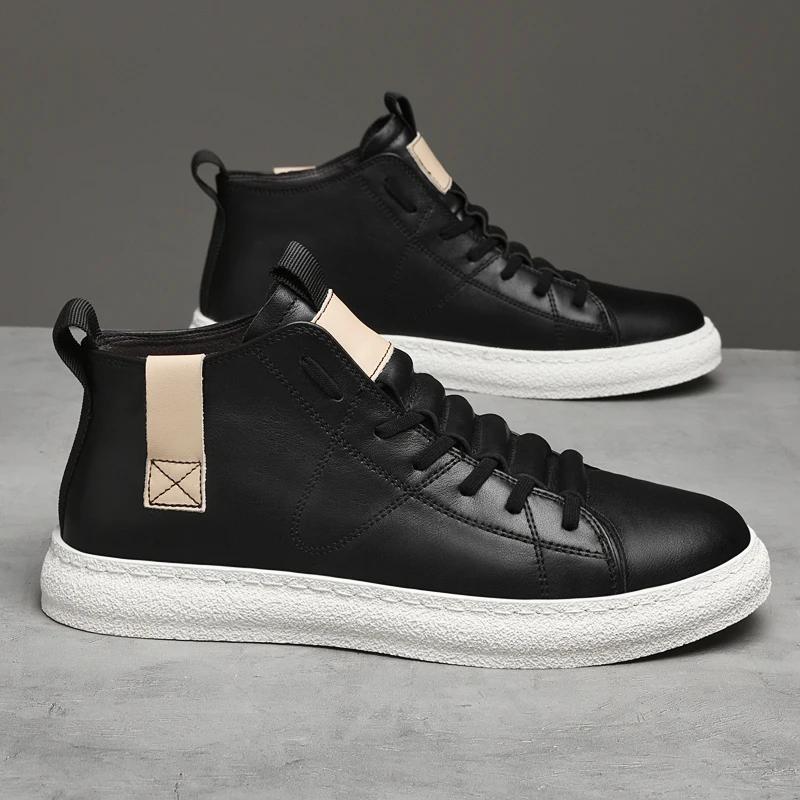 Scarpe da Uomo alla Moda in Vera Pelle Sneakers Stivali da Uomo Moda Casual Stivaletti alla Caviglia Uomo Scarpe con Zeppa per Uomo Scarpe di Lusso di Design