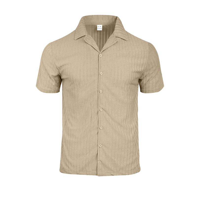 Set da Spiaggia Estivi da Uomo Tuta Casual da Strada Set Due Pezzi per Sport all'Aperto Camicia a Bottoni Liscia Pantaloncini con Coulisse Abbigliamento Sportivo