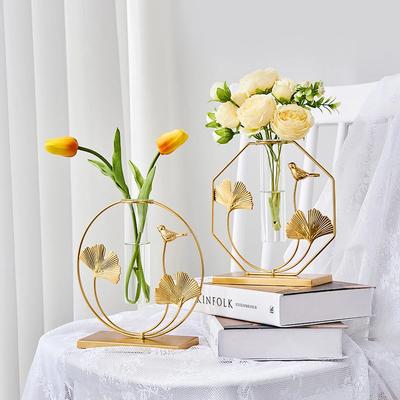 Creatieve IJzerkunst Ginkgo Bladvormige Hydroponische Accessoires Woonkamer Desktop Decoratie Sprookjestuin Binnen Kunsthandwerk
