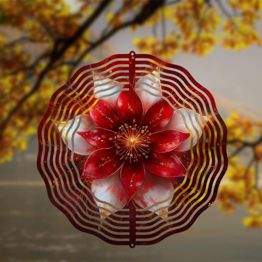 10 Inch Bohemian Wind Chime with 360 Degree Rotating Hook Vibrant Floral Design for Spring Summer Balcony Garden Yard Decoration