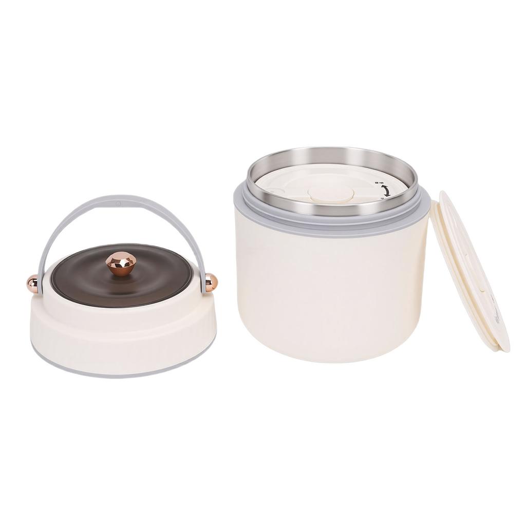 Insulated Lunch Container White Wide Mouth Portable Stainless Steel Vacuum Insulated Food Jar with Handle for Office