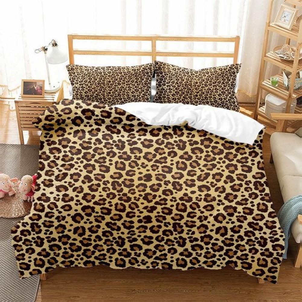 Leopard Print Bedding Set For Women Men Teens African Animal Cheetah Duvet Cover Single Double Queen King Full Twin Duvet Cover