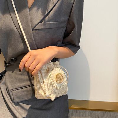 Stroh Weben Eimer Taschen Rattan Frauen Sommer Strand Schulter Taschen Handtaschen Casual