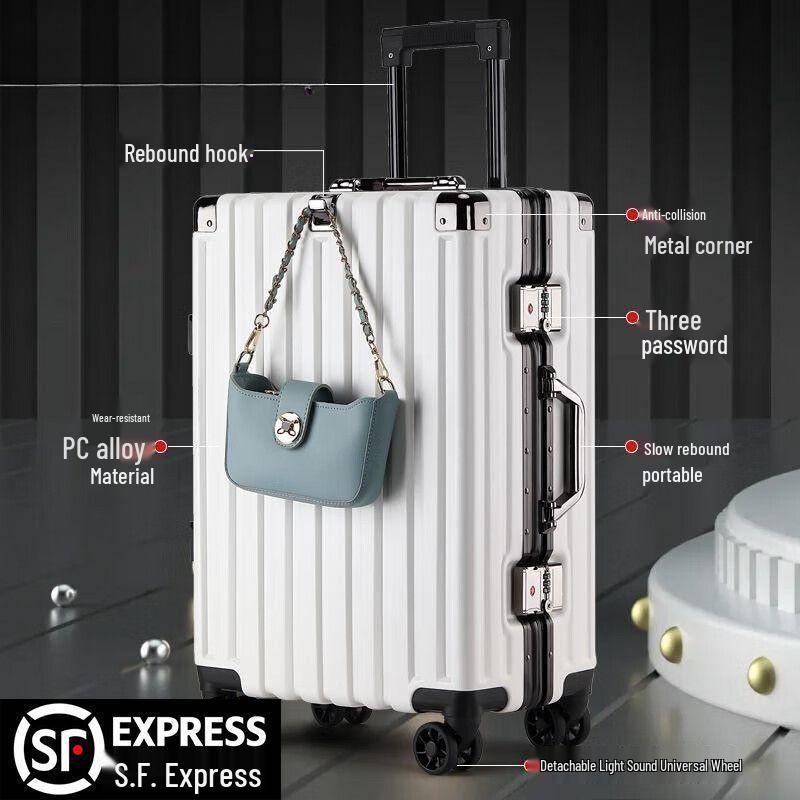 Durable Leather Carry-On Suitcase with Combination Lock