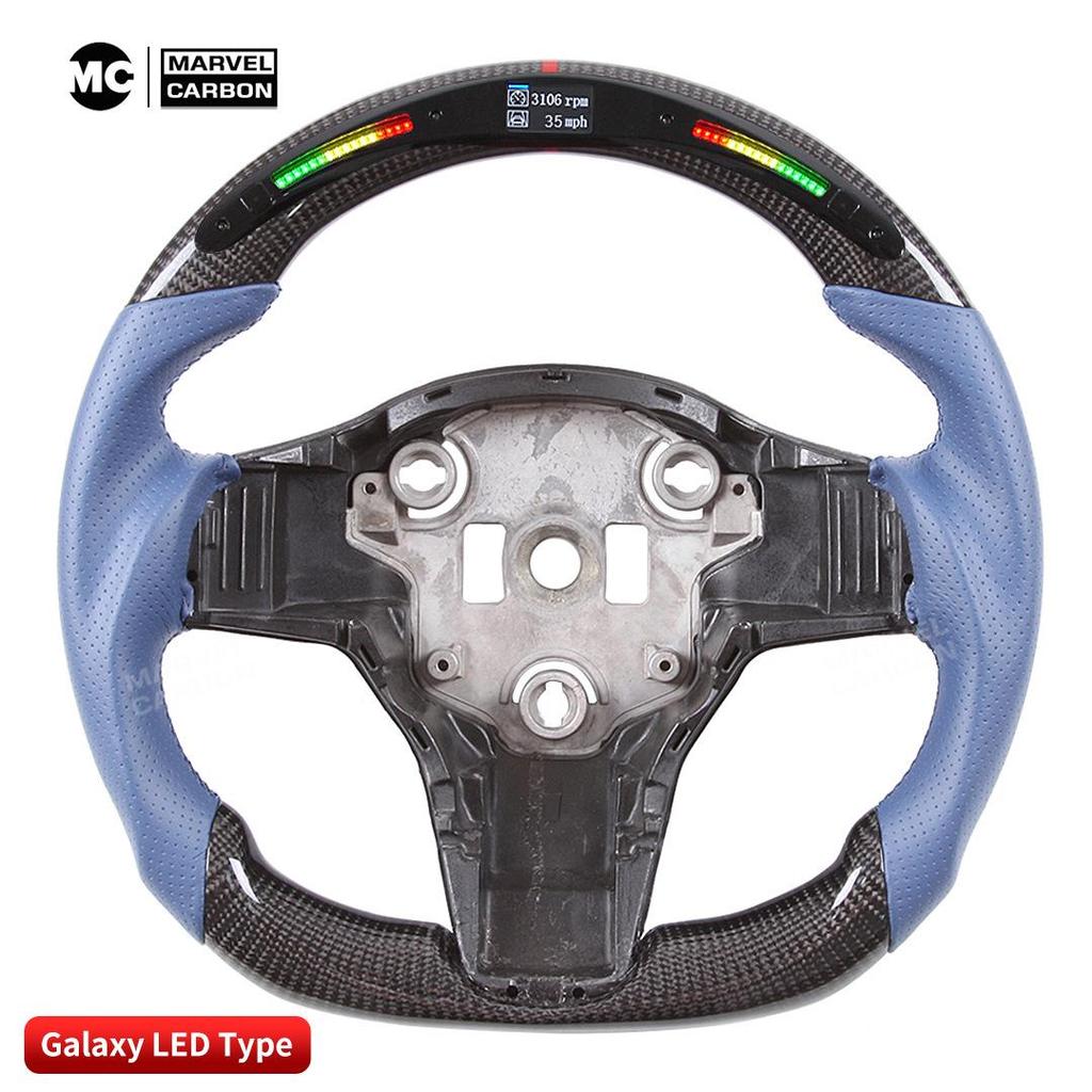 LED Carbon Fiber Steering Wheel Phone Holder for Tesla Model 3/Y Sports Competition