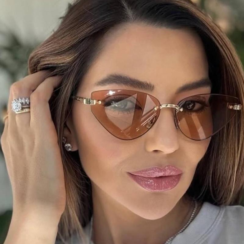 Fashion Rimless Triangle Sunglasses Women Trendy Personality Stylish Sun Glasses