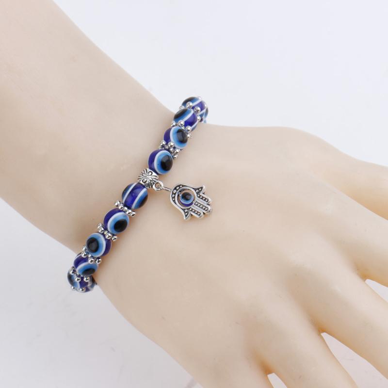 Women Evil Eye Bracelet Turkey Fatima Palm Devil Eye Beaded Bracelet Jewelry Gifts For Friends
