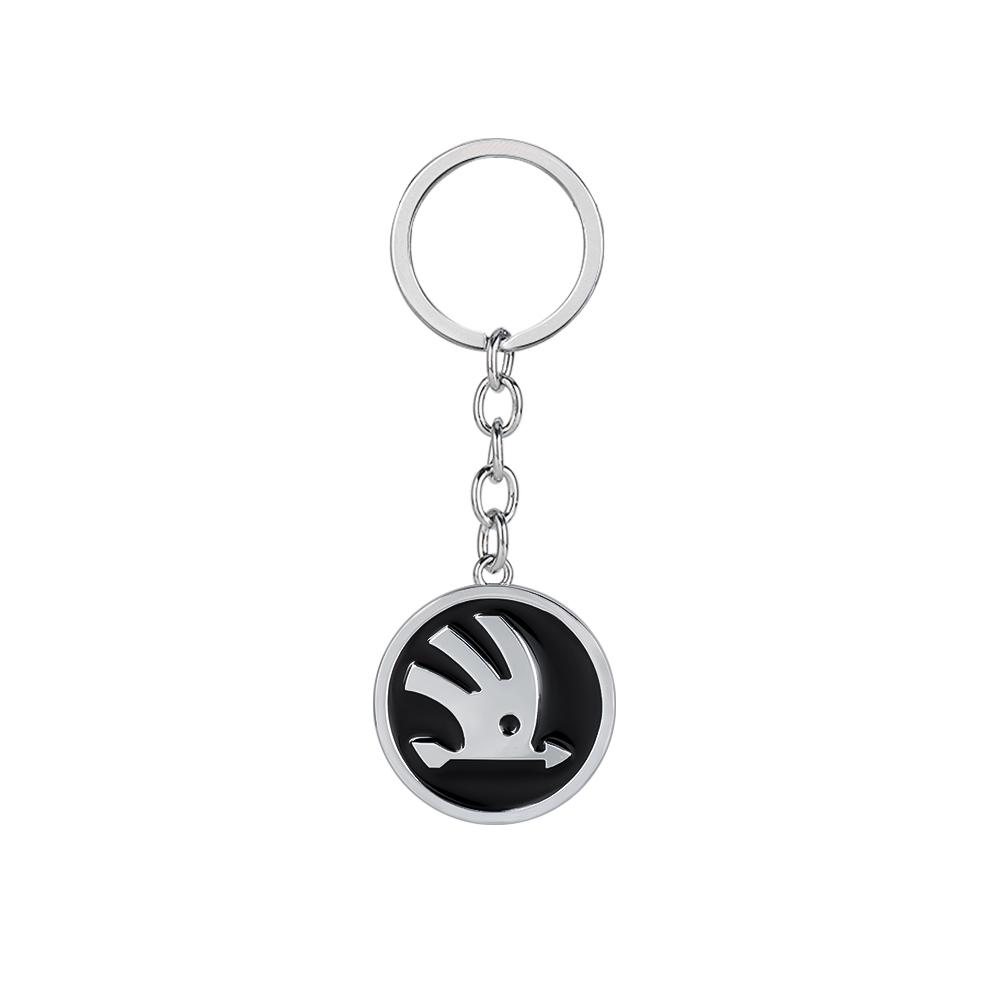 WOHE7 Car Logo Keychain Key Ring Chain Pendant Gifts For Skoda Octavia Kodiaq Fabia Karoq Superb Rapid Felicia RS Hubcap Accessories