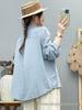 Women's Forest Style Cotton Gauze Shirt: Long Sleeve, Soft, Breathable, with Fresh Floral Embroidery
