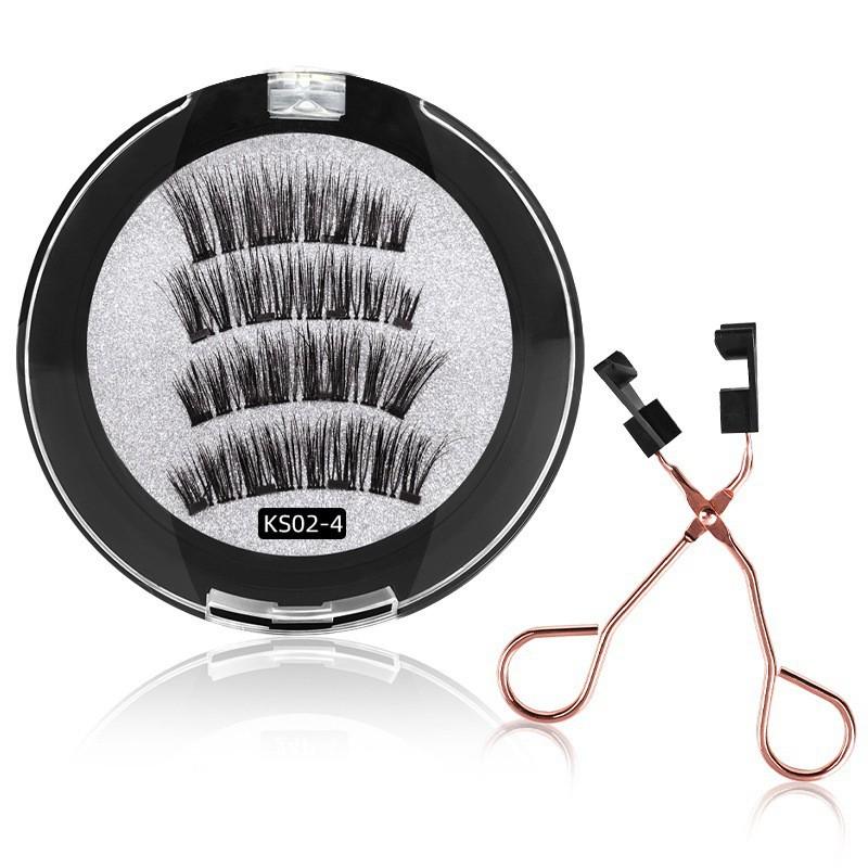 Magnetic False Eyelashes Set With Eyelash Curler Soft Natural Full Strip Reusable No Glue