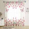 Pink Butterfly Sheer Curtain - Soft Sweet Romantic Style   Spring-Themed Decorative Sheer Curtain for Living Room and Bedroom