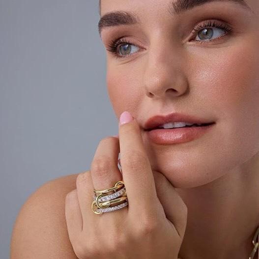 LATS Two-Color Four-Ring Stainless Steel Ring for Women Ins Style Hypoallergenic Stacking Finger Jewelry Accessories