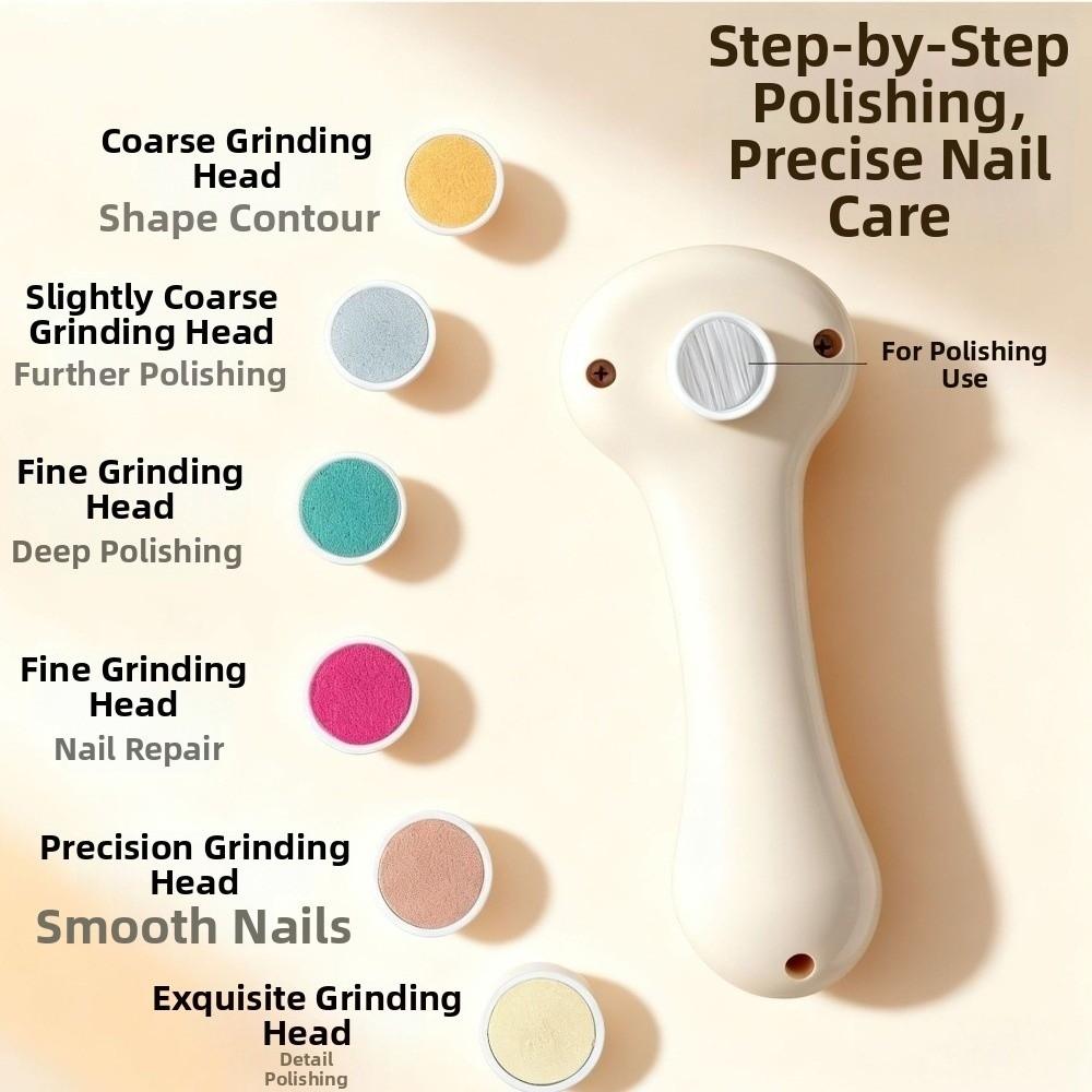 Low Noise Electric Parrot Nail Trimmer USB Charging Polisher Wheel Pet Nail Grinder with 6 Grinding Heads Anti-Pinch