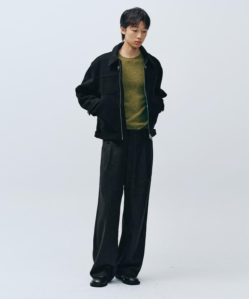 INTEMPOMOOD Retro Stripe Wide Slacks_Black