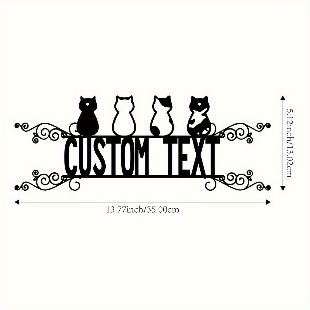 Metal Wall Art Cat Family Name Sign Rustic Home Decor House Number Plaque Personalized Gift Sculpture