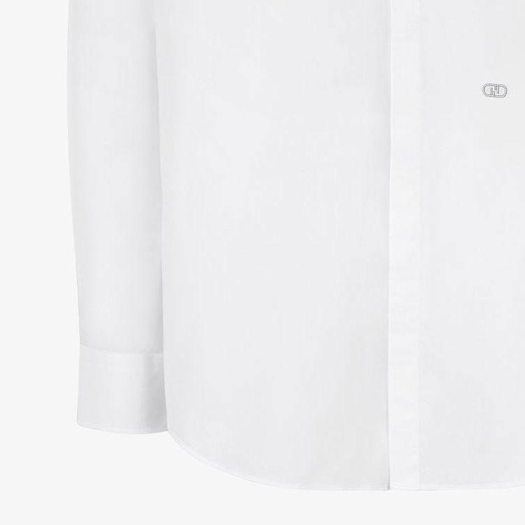 FENDI Shirts Men's White Lapel Moderate Straight Fit FS0585APQKF1MQ6
