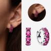 Authentic 925 Silver Cherry Blossom Bow Heart Hoop Stud Drop Earrings plata de ley Jewelry DIY Birthday Gift Original