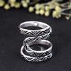 Oxidized Sterling Silver Snake Wrap Ring | Adjustable Coiled Tribal Chevron Pattern Band | Unique Bohemian Statement Jewelry