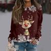 Women's Casual Fashion Print Long Sleeve O-Neck Pullover Top Blouse
