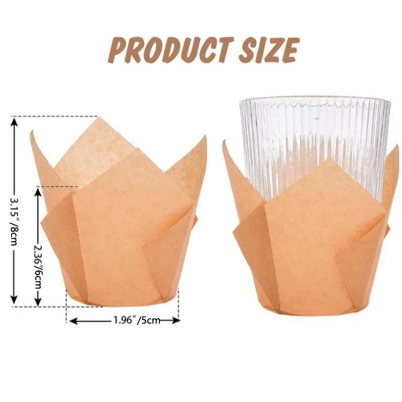 50Pcs Tulip Cupcake Liners Premium Tulip Oilproof Cupcake Liners Baking Cups Cupcake Muffin Liners Holder Cupcake Wrappers