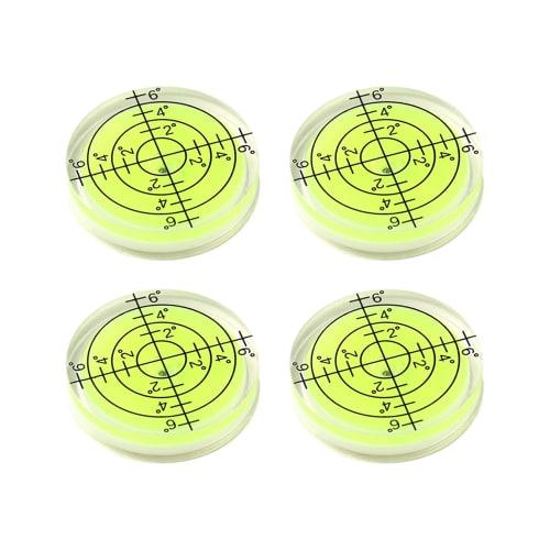 Harukita Mini Level, Round, for Inclination Measurement and Level Calibration, High Accuracy, Transparent, Compact, with Graduations, Green, Pack of 4