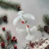 Peaceful White Flying Pigeon Ornament Resin Lifelike Hanging Bird Decoration for