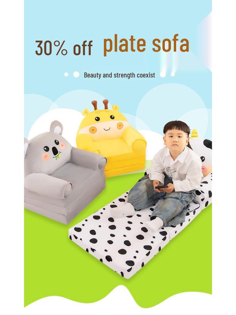 Kids' Plush Folding Stool: Panda, Capybara & Cow Design, Perfect for Playroom or Gift