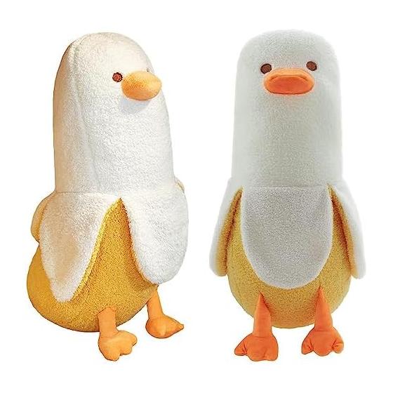Homehalo Plush Banana Hugging Pillow Cute Hugging Pillow Animal Banana Duck Banana Duck Duck Stuffed Toy Fluffy Sleeping Pillow Funny Long Hugging