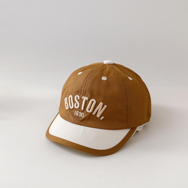 1-3Y Fashion Patchwork Children Baseball Cap Letter Embroidery Boy Girl Sun Hat Outdoor Kids Short Brim Duck Tongue Cap
