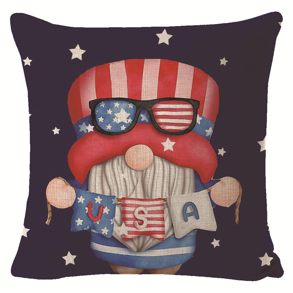 New American Independence Day Pillow Stars and Stripes Cushion Pillow Cover Festive Red and Blue Printed Letters One Piece