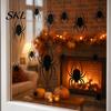 Halloween Decal Spider Static Window Cling, Black Silhouette Glass Wall Sticker, No Residue Self-Adhesive Outdoor Cling Spooky Decal, Decor