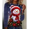 Fashion Women's Crew Neck Long Sleeve 3D Casual Color Printing Casual Long Sleeve Crew Neck T-Shirt