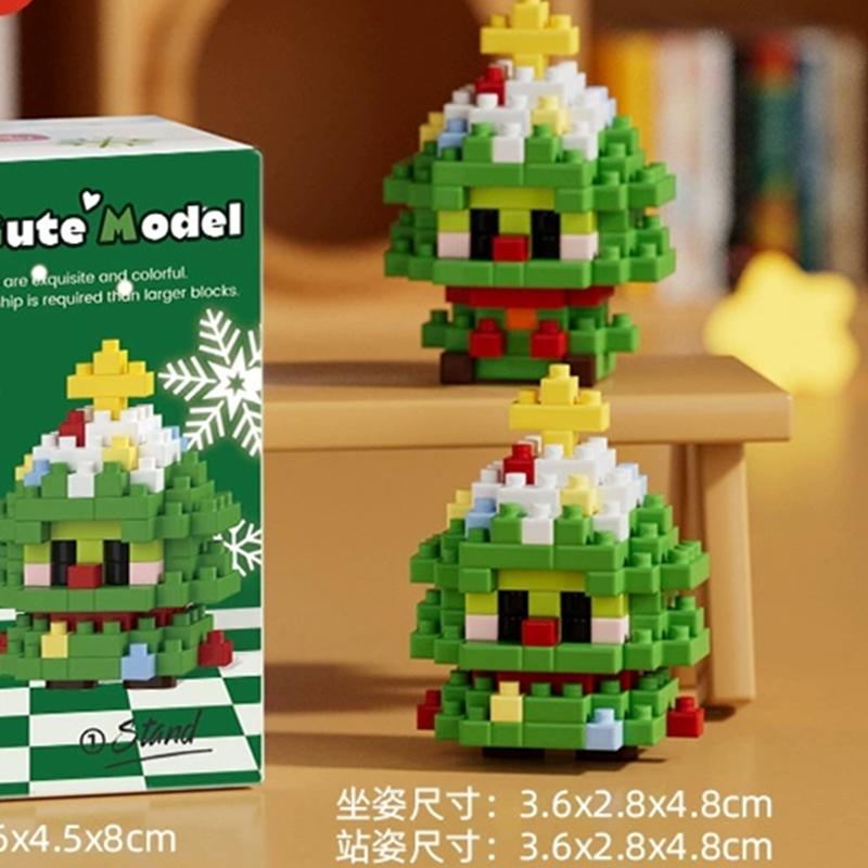 DIY Niedlicher Weihnachtsbaum Elch Hirsch Weihnachtsmann Apfel Pinguin Heiligabend Baum MINI Schneemann Baustein Set Bausteine Sets Spielzeug Geschenk