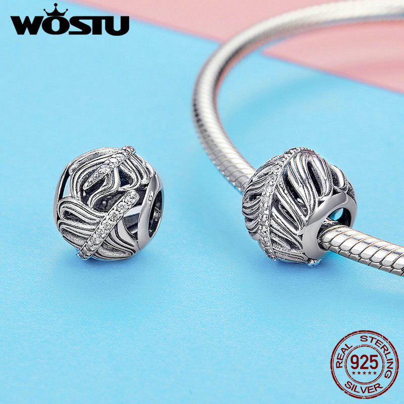 WOSTU 925 argint sterling pene margele zircon Charms se potrivesc cu pandantiv colier femei DIY bratara