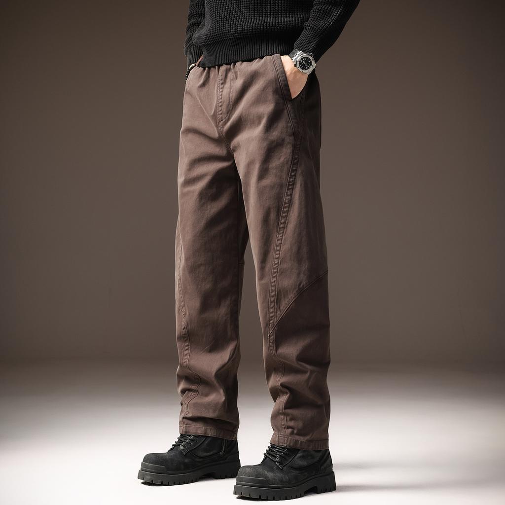 High-end wide-leg drape casual pants for men, new autumn American loose plus-size sports straight-leg pants for men