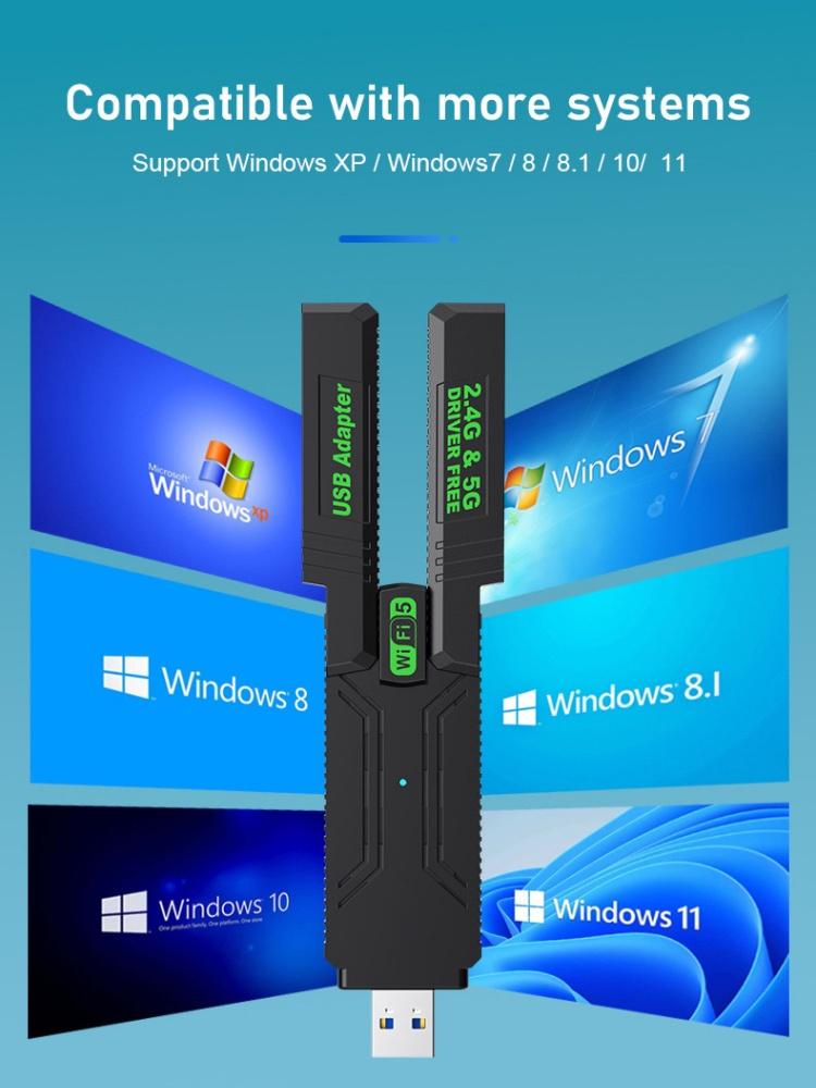 600Mbps WiFi5 USB Adapter Wireless Network Card 2.4G and 5G 4 Antenna Folding USB 3.0 Non Drive Wireless Receiver for Win8/10/11