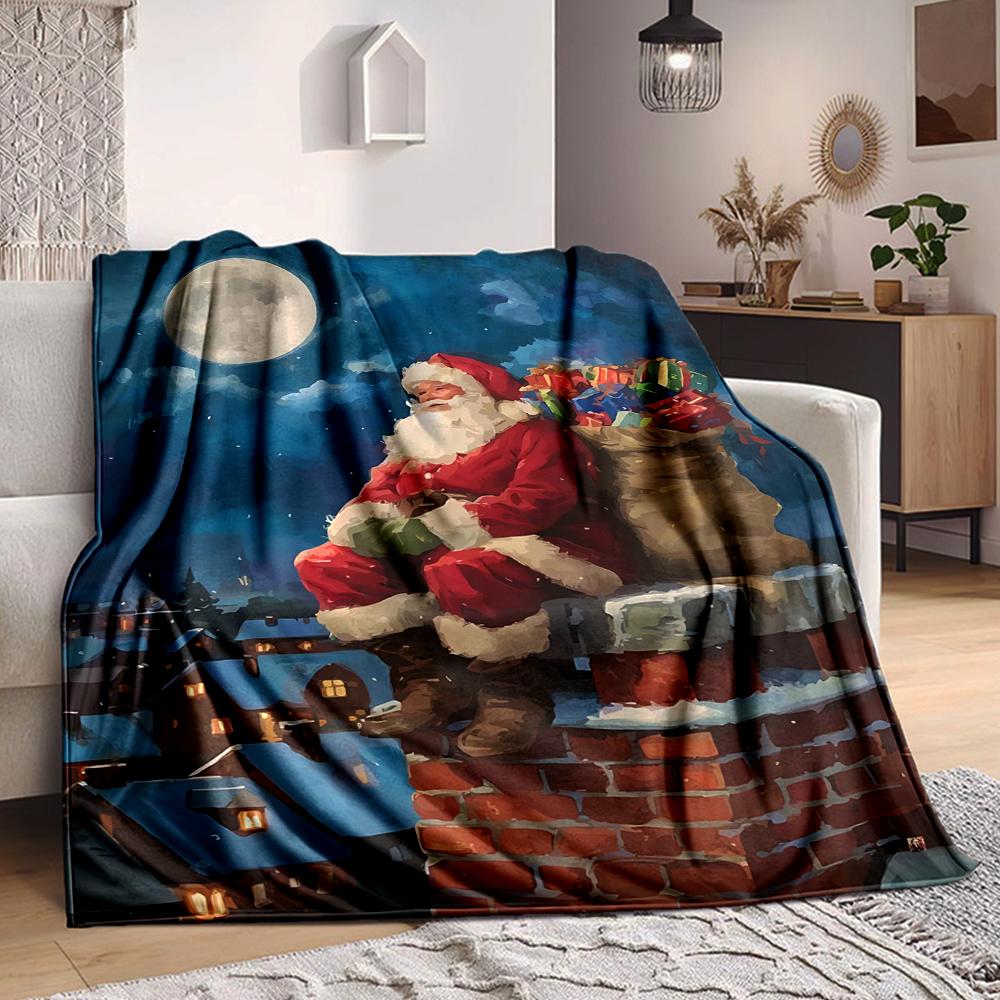 1Pc Santa Claus Chimney Blanket Soft And Comfortable Casual Warm Camping Travel Christmas Halloween Gift M9178