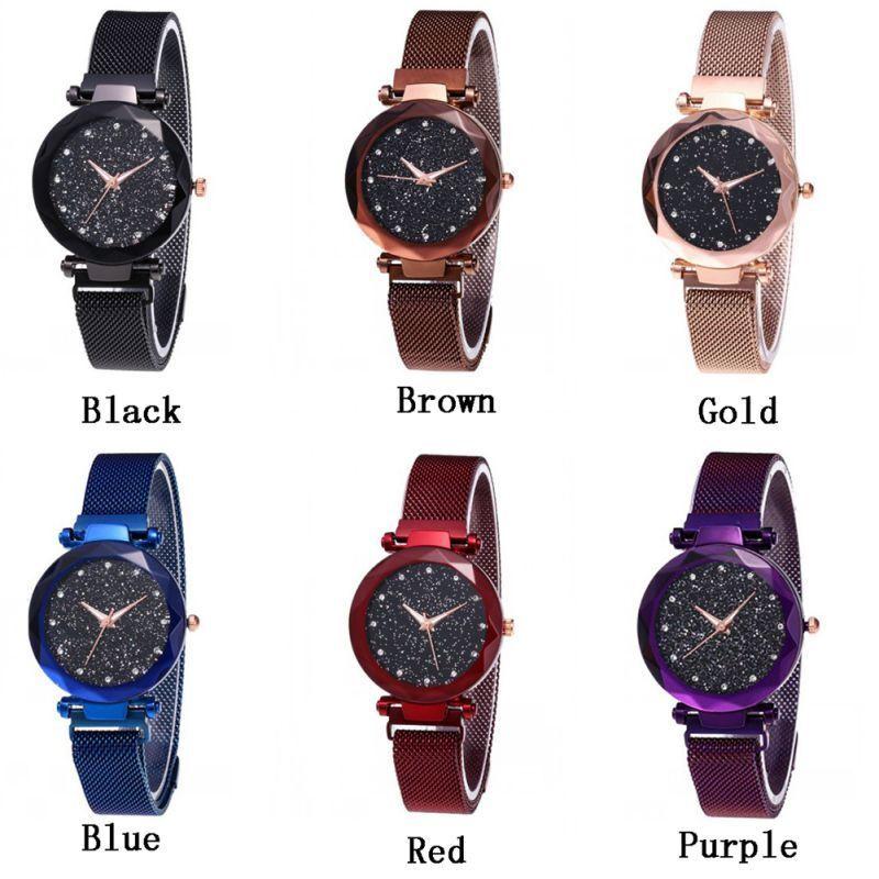 Montre-ceinture de mode pour femme Qualité Supérieure Ciel Étoilé Bracelet Magnétique Acier Inoxydable
