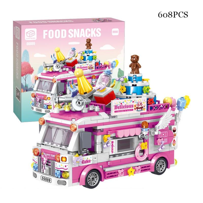 Diy Creative Mini Puzzle Building Toy Sweet Dessert Burger Car With 638 Abs Plastic Grains