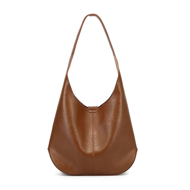 

Модная и ретро сумка-тоут, повседневная и универсальная сумка-ведро, вместительная сумка под мышку на одно плечо коричневый