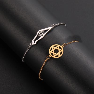 Stainless Steel Je Star of David Charm Bracelet Women Men Adjustable Hexagram Map Bracelets Amulet Jewelry Wholesale