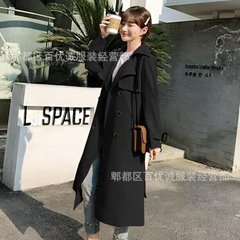 Womens Long Trench Coat Oversized Fit Classic Double-Breasted Button Front Office Chic British Style