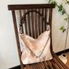 Retro bag women's new peony embroidered armpit bag beaded shoulder tote bag